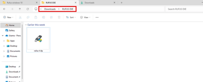 Open Rufus Download Location