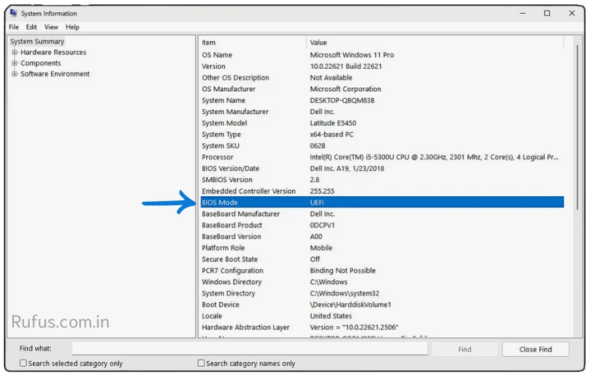 Windows BIOS mode